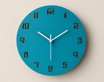 Laser Cut Wood Wall Clock, Retro Terminal Art, Silent Mechanism, 10 Inch Tech Decor