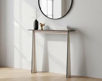 24 x 6 inch Slim Wooden Entry Furniture: Modern Skinny Hall Table with Rope Detail - Italian Design
