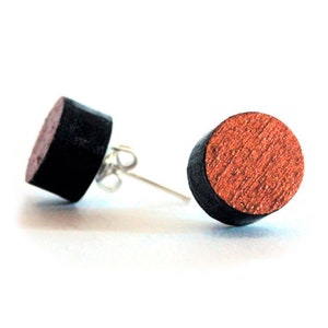 Handbemalte Holz Ohrstecker: Metallic Bronze, Kupfer, Gold, Silber