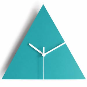 12 Inch Dark Walnut Geometric Wood Triangle Clock: Modern Minimalist Wall Decor