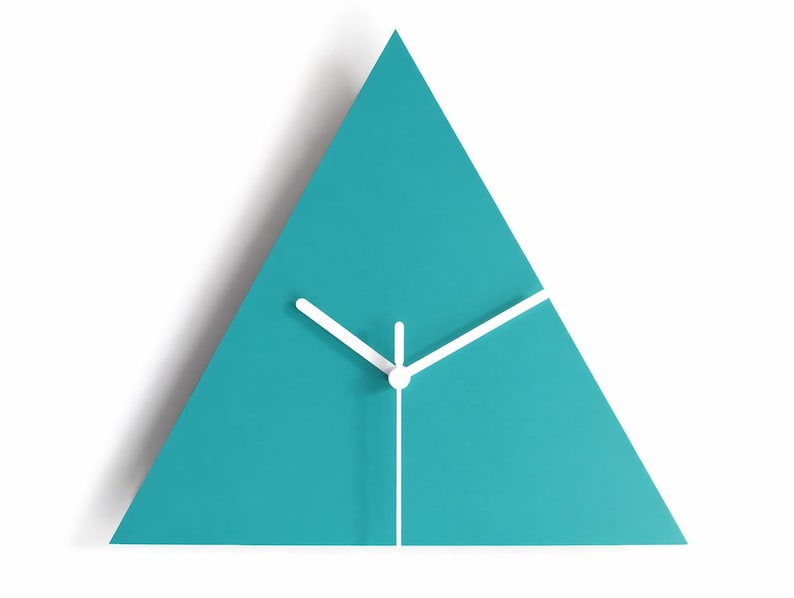12 Inch Dark Walnut Geometric Wood Triangle Clock: Modern Minimalist Wall Decor