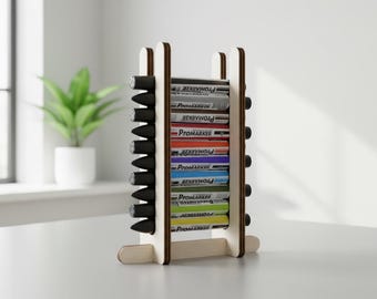 Laser Cut Wooden Marker Display Stand: Modern Desk Organizer for Corporate Gifts for Clients