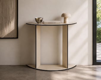 Narrow Half Moon Table, Poplar Plywood Entryway Furniture, Slim Demi Lune Shelf, 28 x 7 inch