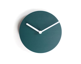 Teal Wooden Pure Wall Clock: 6-Inch Minimalist Silent Timepiece