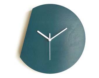 11" Small Wooden Wall Clock for Bedroom - Minimalist Teal Design for Living Room, Silent and Ticking-Free Modern Clock for Office and Home