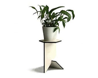 Hexagonal wood pot plant stand for indoor use, Modern living room accent table, Flowerpot holder, Side table planter stand