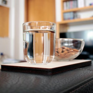 Poplar Laser Cut Sofa Armrest Drink Tray: Modern Couch Side Table for Living Room