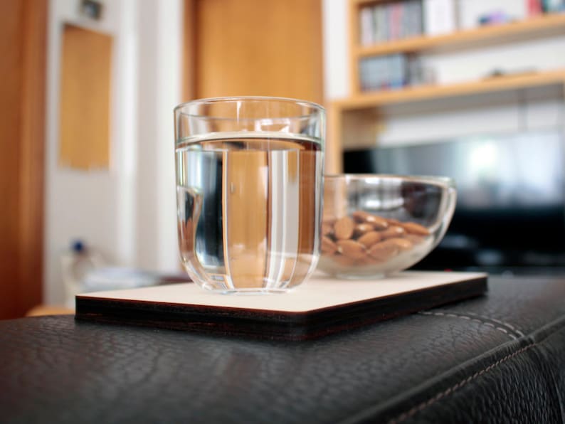 Poplar Laser Cut Sofa Armrest Drink Tray: Modern Couch Side Table for Living Room