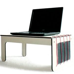 Laser Cut Wood Bed or Sofa Workspace with Side Storage, Handmade Wooden Design, Intelligent Work and Reading Partner