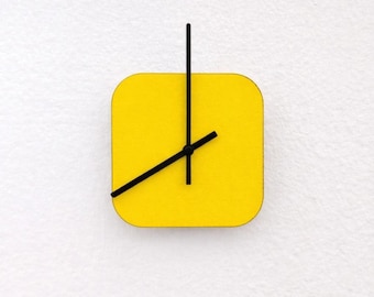 Square Minimalist Tiny Wall Clock: Geometric Design, Scandinavian Style, Silent Movement