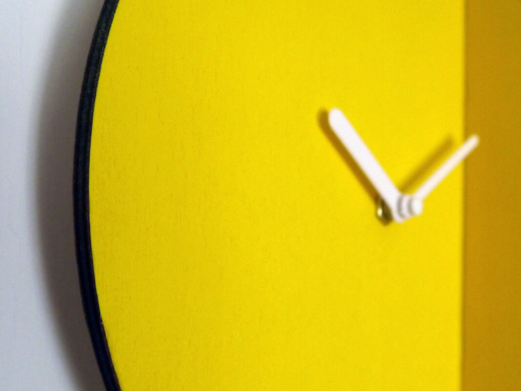 13/33cm Corner Small Wooden Quiet Wall Clock Yellow for Etsy