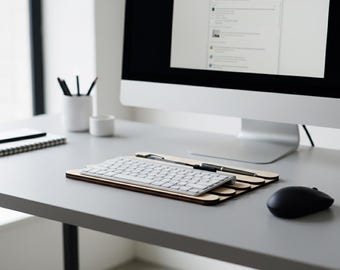 Laser Cut Wood Laptop Cooling Pad: Italian Design Desk Organizer for Custom Business Gift