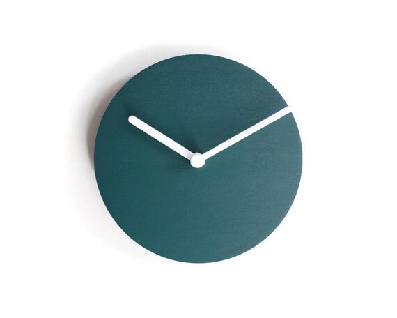 Orologio da parete legno rotondo moderno verde e alluminio