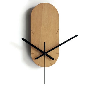 Pine Wood Wall Clock: Minimalist Silent Timepiece