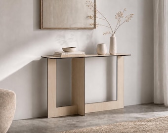 48 x 12 x 30 inch Fibonacci Console Table: Laser-Cut Poplar Wood, Modern Hallway Shelf