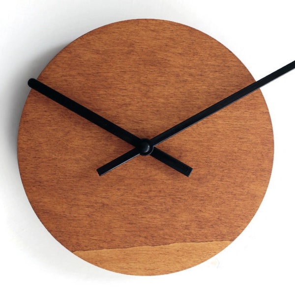 17cm Piccolo orologio da muro noce chiaro silenzioso per sala, Particolari orologi a parete in legno senza ticchettio, Design italiano basic