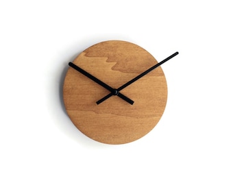 7 Inch Oak Wood Silent Compact Wall Clock: Minimalist Home Decor
