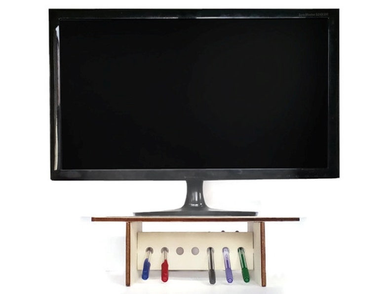 Laser Cut Wood Monitor Stand for Desktop With Pen Holder Etsy