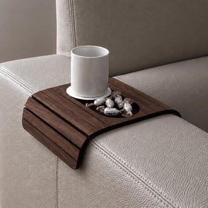 Rosewood Sofa Shelf: Folding Slim Couch Table, Snack Organizer Side Table for Living Room