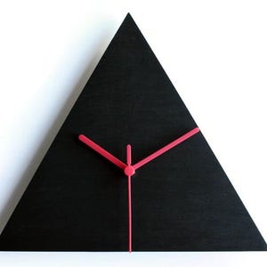 12 Inch Dark Walnut Geometric Wood Triangle Clock: Modern Minimalist Wall Decor