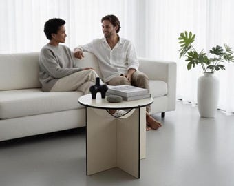 18 Inch Modern Wooden Compact Round Table: Minimalist Italian Design