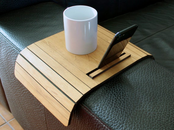 Mini mesa de centro reposabrazos de roble sofá de madera con - Etsy España