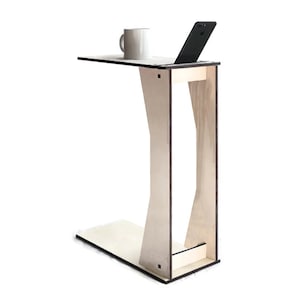 Wood Sofa Armrest C Table Slim Over Couch Tray Smartphone Tablet Stand Modern Dining Side Furniture Living Room Compact Organizer Home Decor