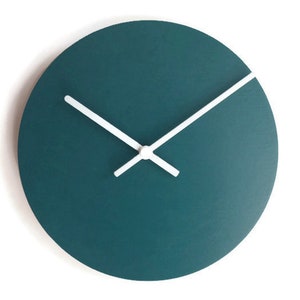 9" Minimalist Small Wooden Teal Wall Clock: Quiet, Modern Design, No Ticking, Silent, Ideal for Living Room