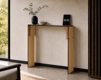 28 x 7 inch houten smalle consoletafel: moderne plank voor radiatorafdekking in de hal met houder voor telefoon en tablet