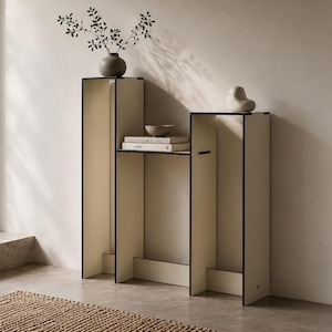 Modular Wooden Pedestal Console Table, Italian Modern Foyer Stand, Multifunctional Small Space Furniture