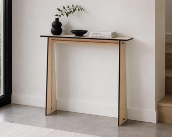 Narrow Rope Console Table, Slim Entry Shelf, Laser-Cut Plywood Furniture (30 x 5 inches)