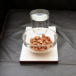 Poplar Laser Cut Sofa Armrest Drink Tray: Modern Couch Side Table for Living Room