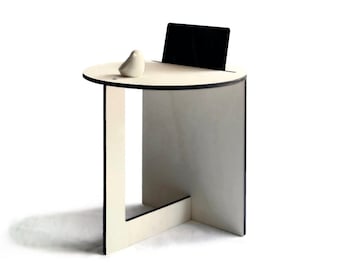 18 Inch Modern Round Wood Smart Coffee Table with Tablet Stand - Italian Design