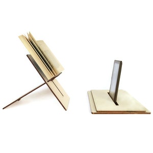 Laser Cut Wooden Book Holder: Italian Handmade Cookbook Stand