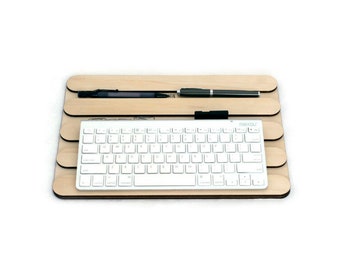 Laser-Cut Wood Multi-Functional Laptop Passive Cooling Pad and Desktop Organizer - Versatile Wooden Tray with Innovative Design