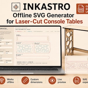 Parametric SVG Generator for Laser Cut Console Table, Offline Furniture Design Tool, Plywood Template