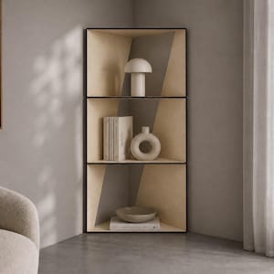 Triangle Minimal Corner Unit Shelf: 4-Tier Poplar Plywood Freestanding Shelving