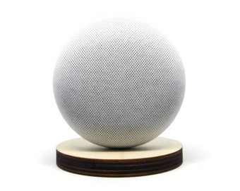 Elevated Laser-Cut Wooden Stand for Google Home and Nest Mini 1st and 2nd Gen - Office Desk Accessory and Table Mount for Smart Speakers