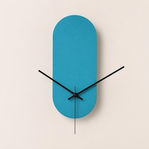Turquoise Oblong Wooden Thin Clock: Minimalist Silent Wall Timekeeper