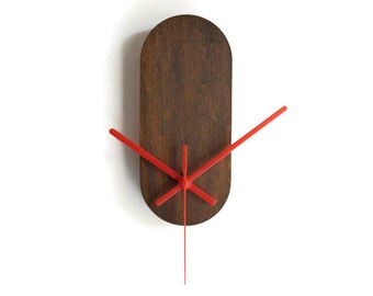 Rosewood Silent Wall Clock: Minimalist Wooden Oblong Timepiece