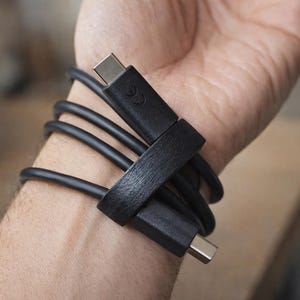 Wooden USB Bracelet Wearable Charging Cable Minimal Hand Painted Accessory