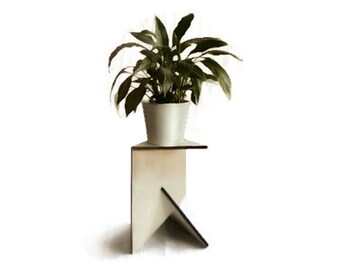 Triangular wood pot plant stand for indoor use, Modern living room accent table, Flowerpot holder, Side table planter stand