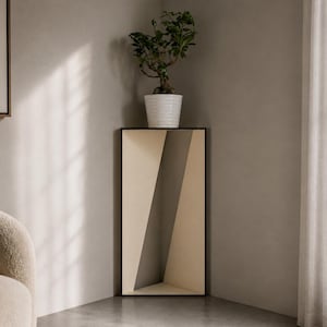 Triangular Corner Plant Riser: Italian Poplar Plywood Pedestal Table