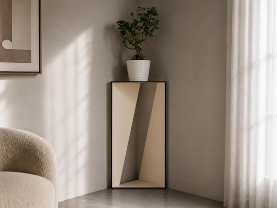 Triangular Corner Plant Riser: Italian Poplar Plywood Pedestal Table