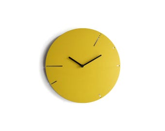 Wooden Fibonacci Clock: Italian Designer Yellow Timepiece, 10 Inch