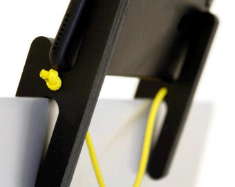 Soporte de madera artesanal para monitor con soporte para teléfono, organizador de escritorio ergonómico, dispositivo cortado con láser.