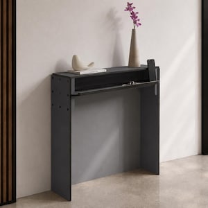 Mesa consola estrecha de 28 x 7 pulgadas en color antracita: Estantería moderna de pared delgada para pasillo, diseño italiano.