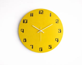 15 Inch Large Vintage Inspired Wood Geek Retro Clock with Numbers Silent: Retro Digital Design
