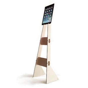 Laser Cut Wooden Tablet Floor Stand: Modern Ebook Reader Holder