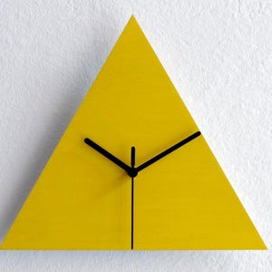 12 Inch Dark Walnut Geometric Wood Triangle Clock: Modern Minimalist Wall Decor